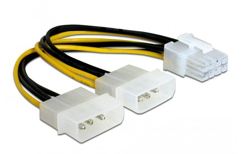 DeLOCK ATX-Stromadapter 2× 5,25" zu 8-polig (PCIe) – 0,3 m, Mehrfarbig