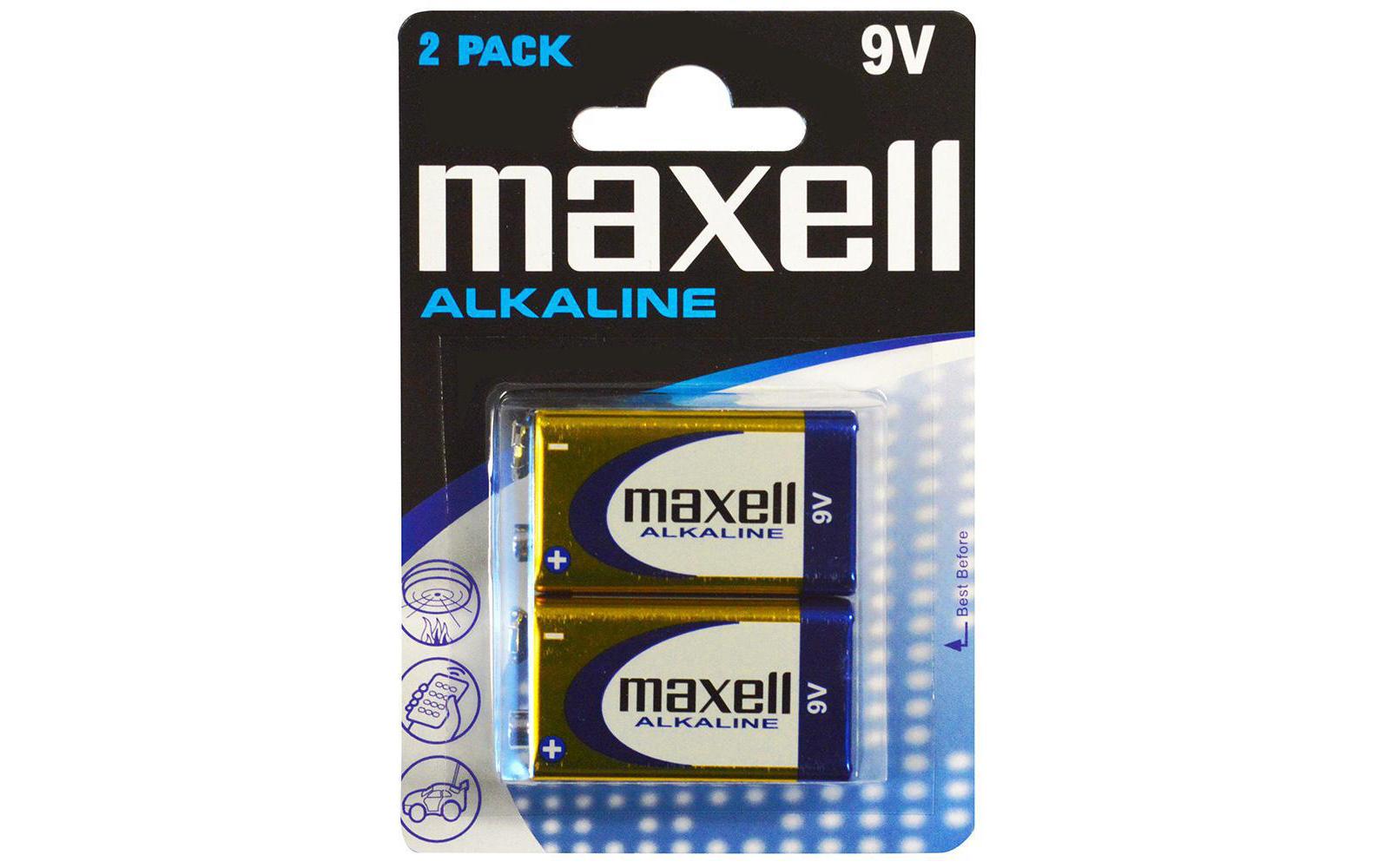 Maxell 9V Batterien, Alkaline, 9 V – 2 Stk.
