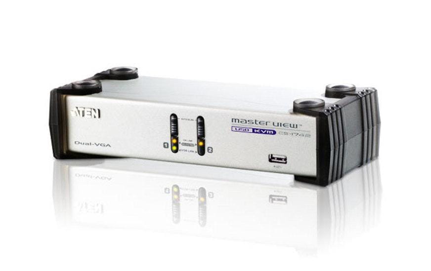 ATEN CS1742 – KVM-Switch 2×1, VGA/USB 2.0/Audio, 2048 × 1536, Dual-View