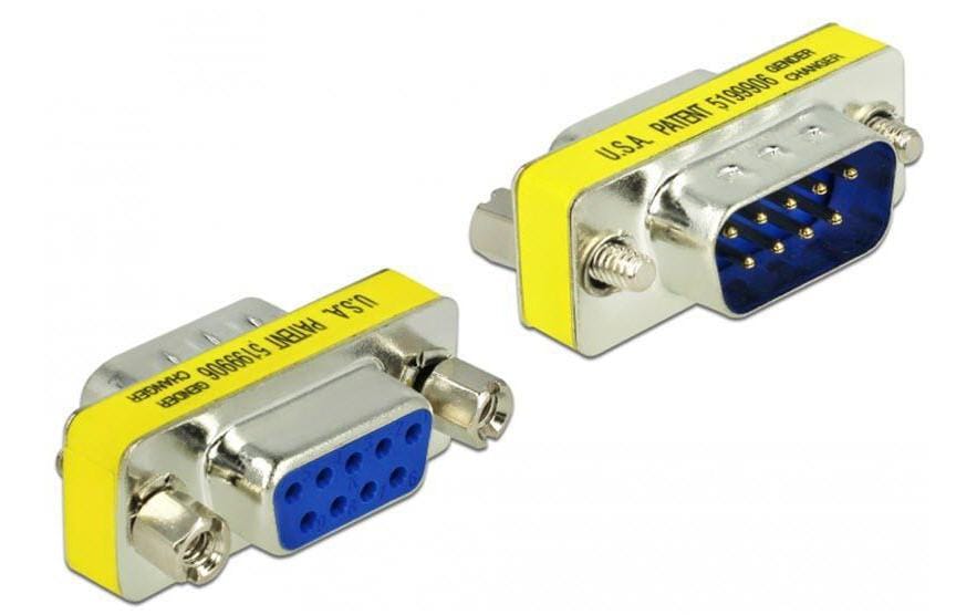 DeLOCK 65249 Seriell-Adapter DB9 Stecker zu DB9 Buchse – RS-232, 9-polig, 1:1 geschaltet, Nickelkontakte, Silber