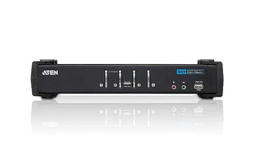 ATEN CS1764A – KVM-Switch 4×1, DVI-I/USB 2.0/Audio, 1920 × 1200 (WUXGA), HDCP, für Windows, Linux, Mac und andere