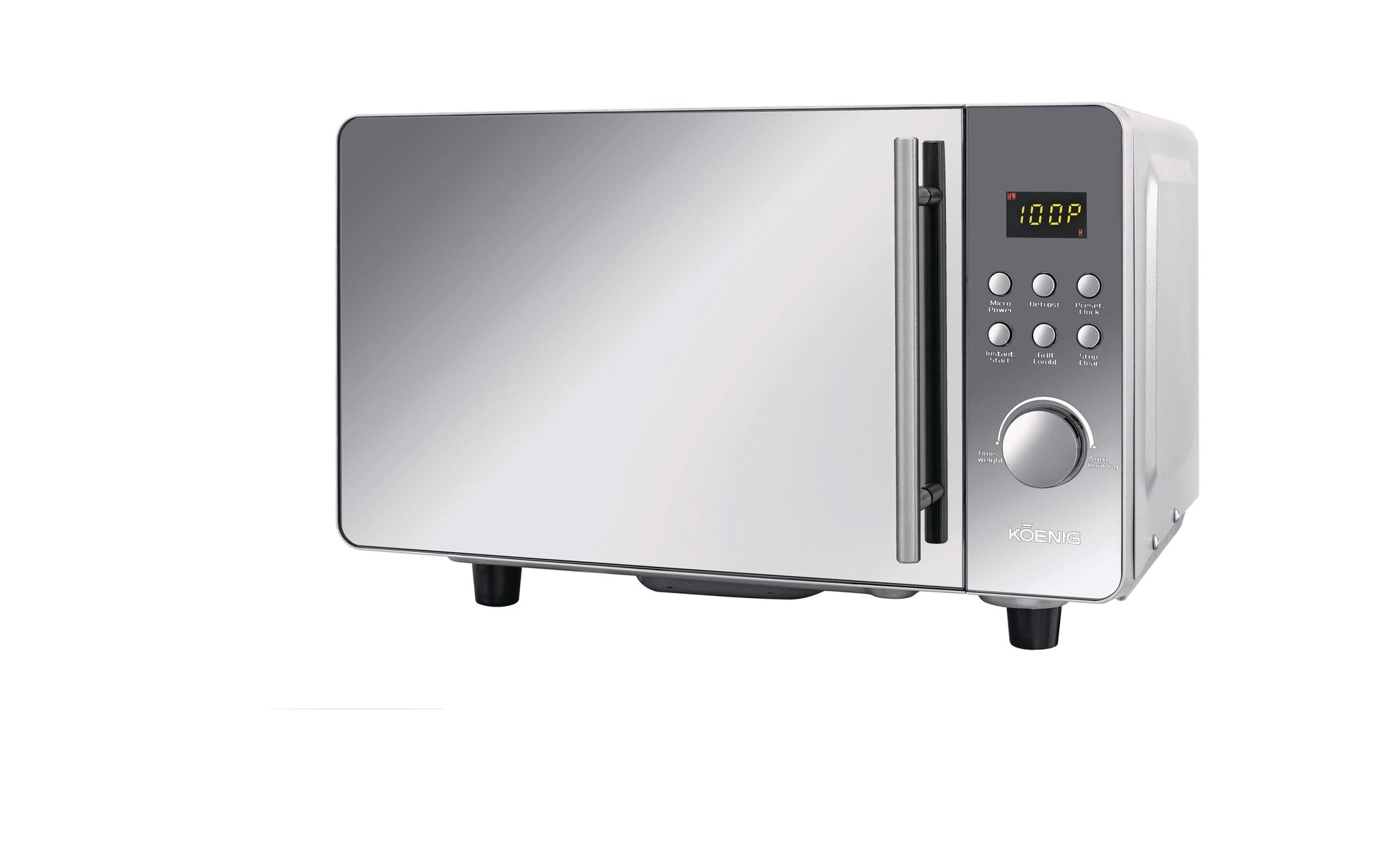 Koenig Grill-Mikrowelle Rotary Wave – 20 l, Grill, 800 W – silber/edelstahl