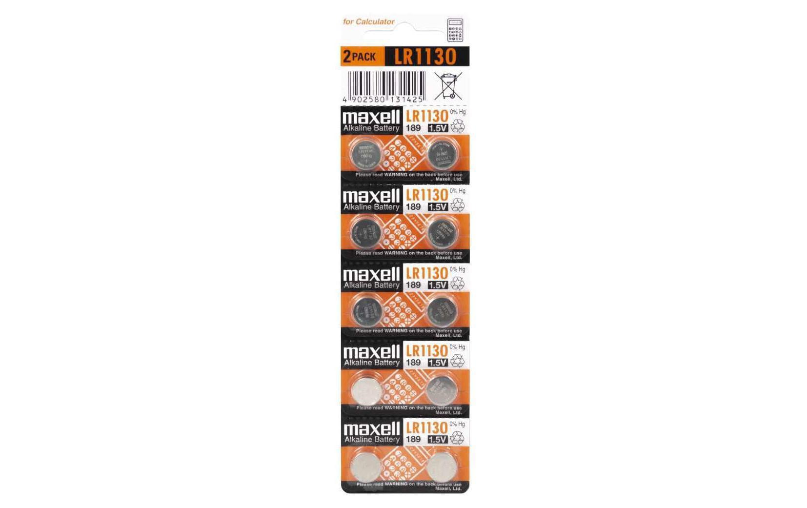 Maxell Knopfzellen LR1130, Alkaline, 1,5 V – 10 Stk.