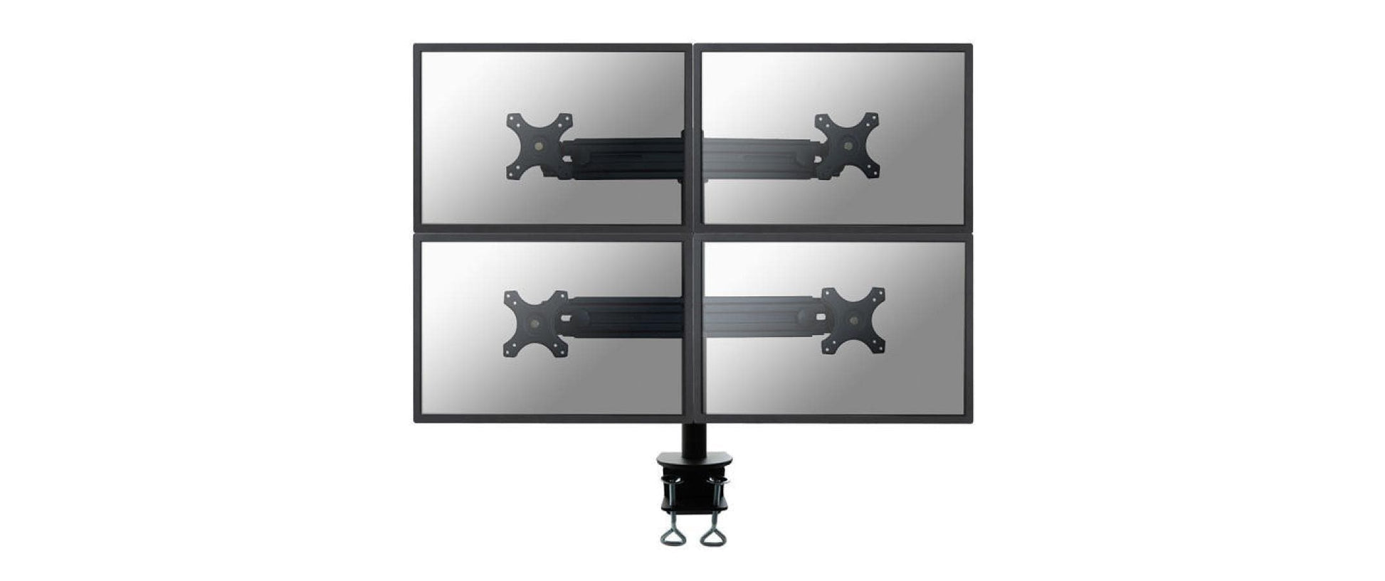 Neomounts FPMA D700D4 – Tischhalterung, Quad, Tischklemme, bis 30", VESA 75 × 75 mm, 32 kg, neigbar, schwarz