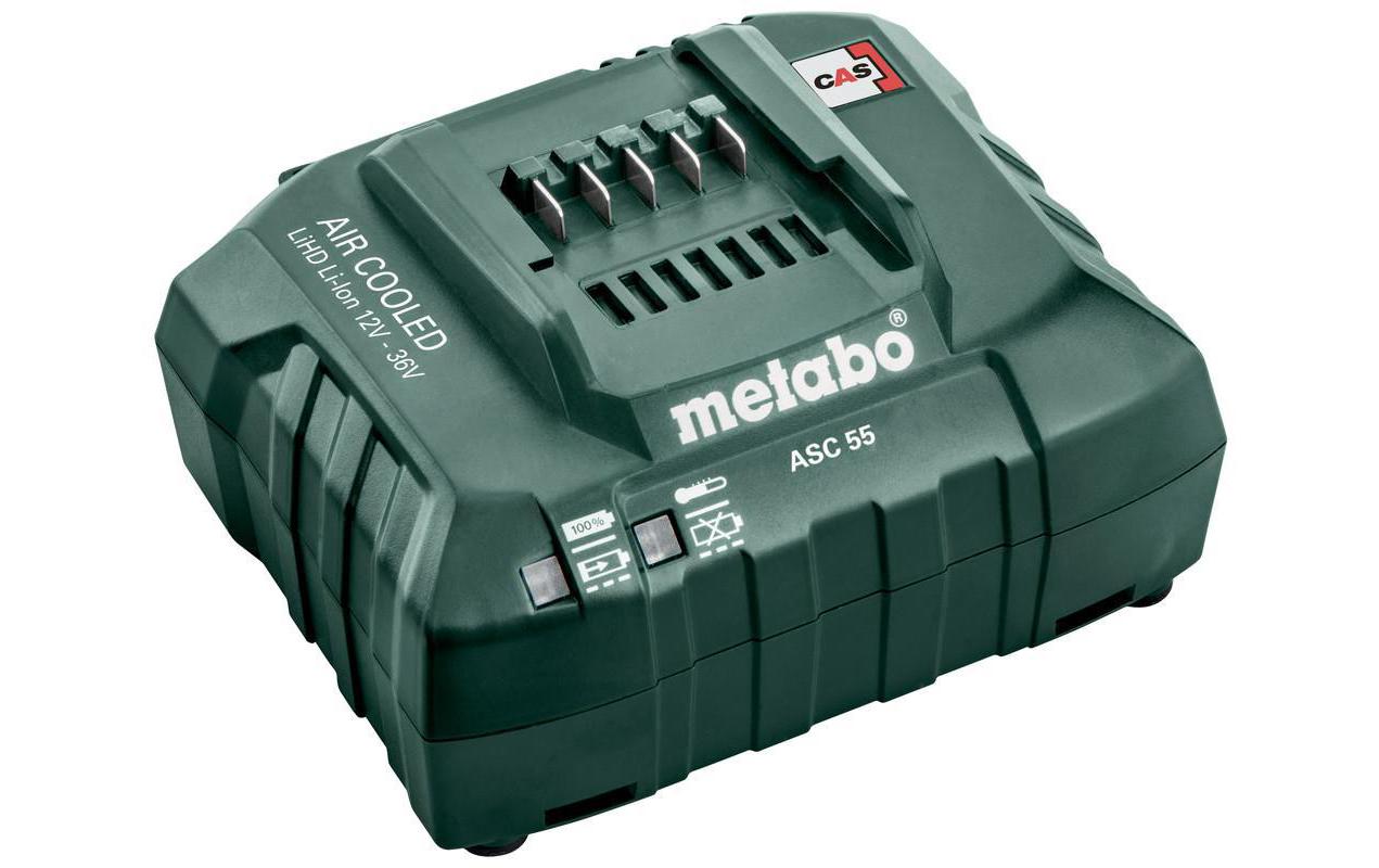 Metabo ASC 55 Ladegerät – 12–36 V, 3 A, AC, 230–240 V Eingang, für CAS (Cordless Alliance System), Grün