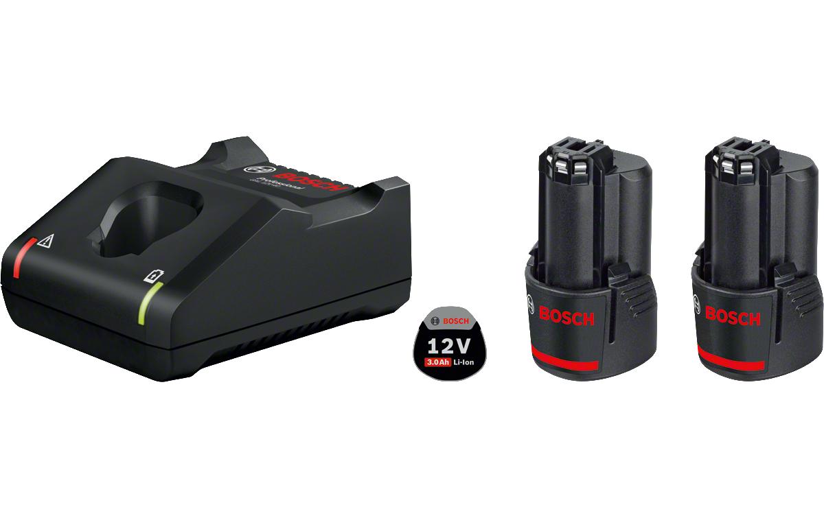 Bosch Professionelles Akku- & Ladegerät-Set 12 V 3 Ah – 2 Stk – LED-Anzeige – für Bosch Professional 12 V