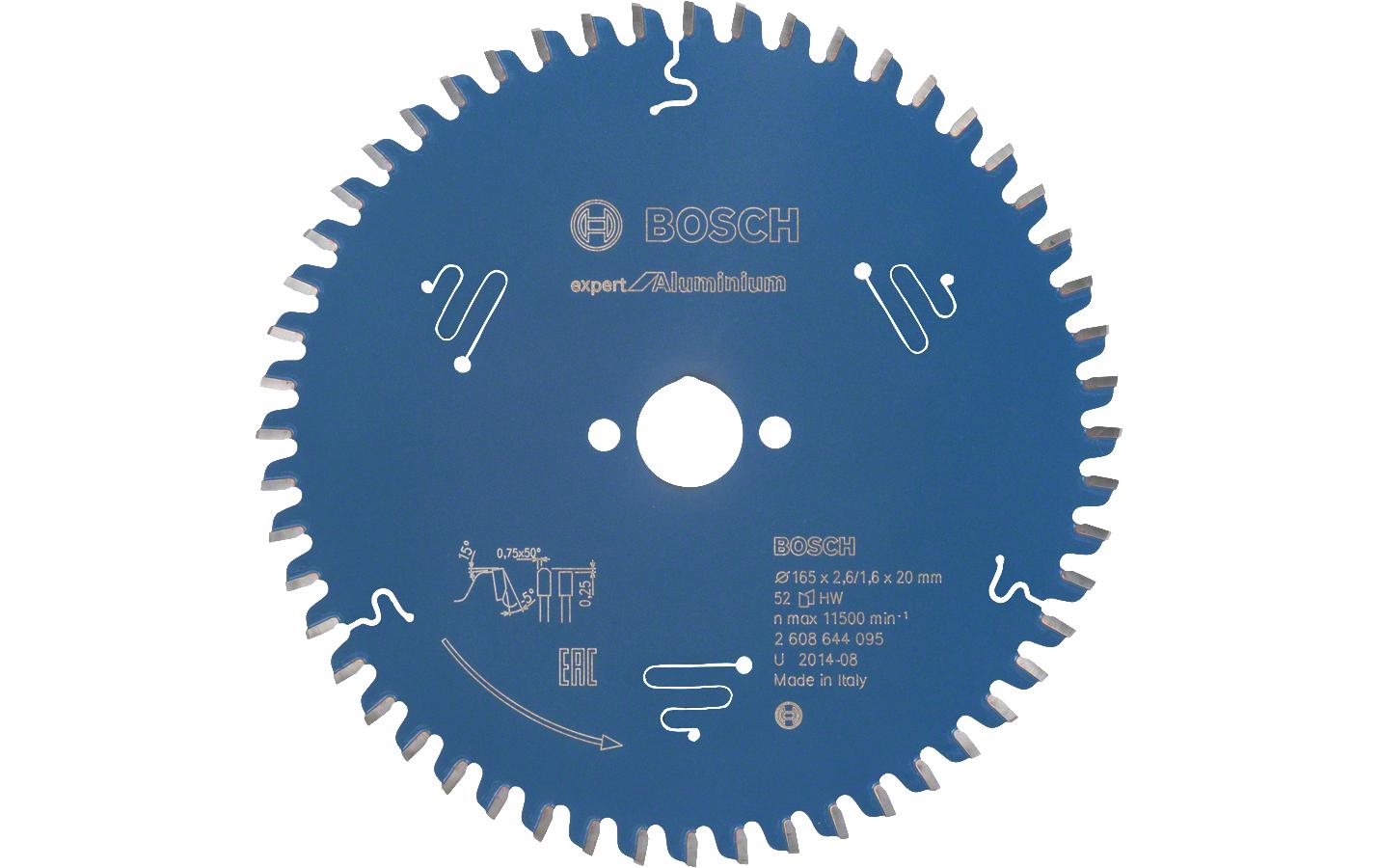 Bosch Kreissägeblatt, 52 Zähne, Expert, 165 mm × 20 mm × 2,6 mm