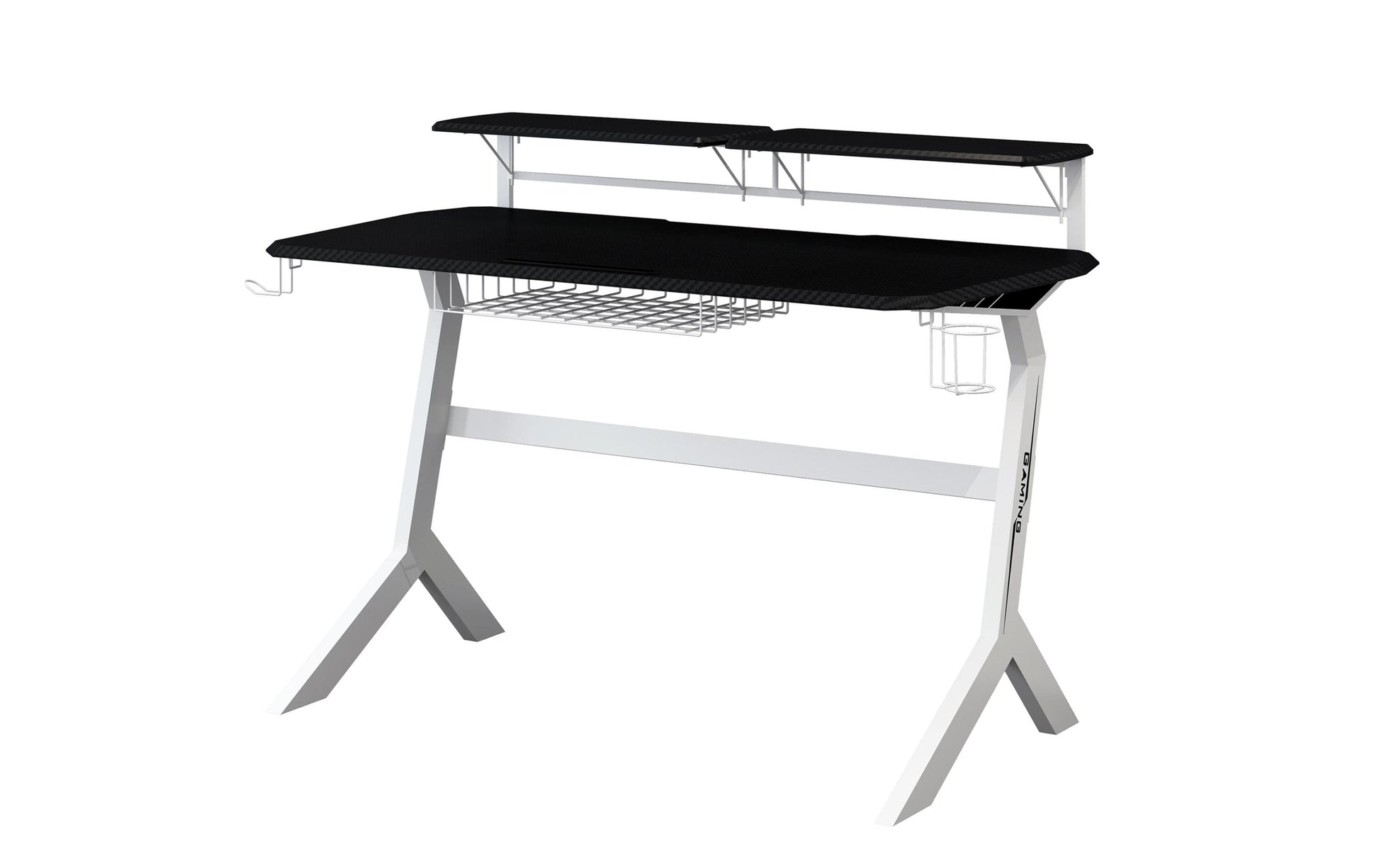 LC-Power LC-GD1W Gaming-Tisch – 130 × 70 cm, schwarz/weiss, Metall