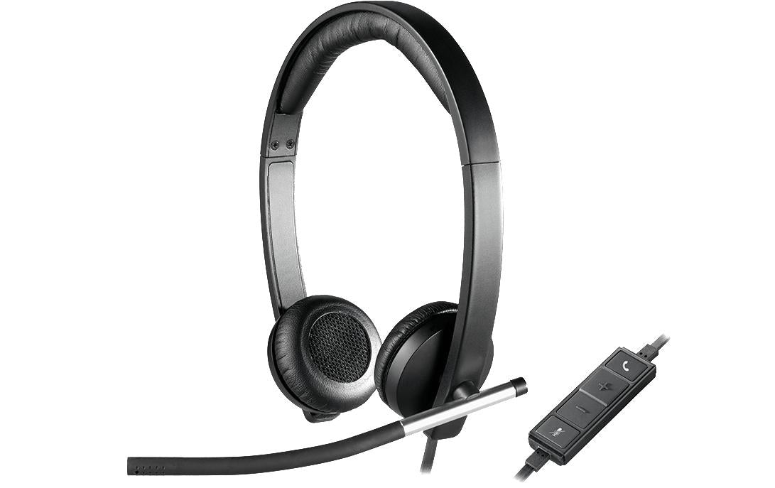 Logitech H650e – Duo Headset – USB‑A, Rauschunterdrückendes Mikrofon, Stummschalter – Schwarz