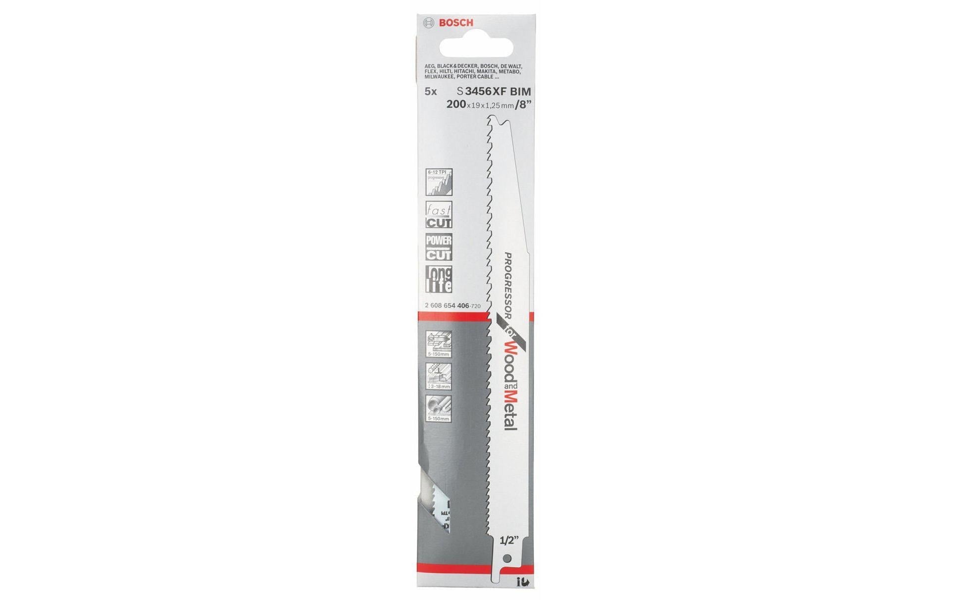 Bosch S3456XF Säbelsägeblatt – für Kunststoff – 5 Stk