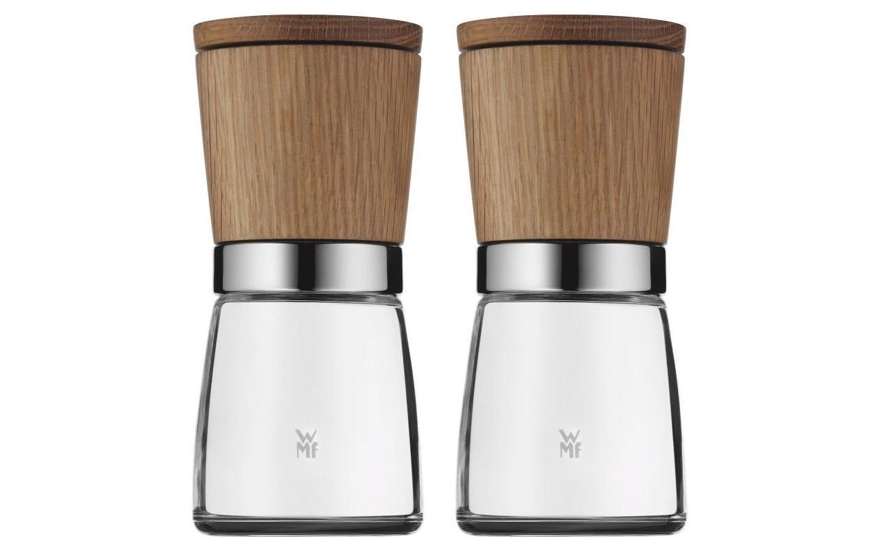 WMF Ceramill Nature Gewürzmühlen-Set – Keramikmahlwerk, stufenlos einstellbar – Glas & Holz – 2-teilig