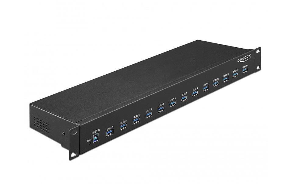 DeLOCK 64039 USB-Hub – USB-B, 13× USB-A, 16 W PD, für Windows/Mac/ChromeOS
