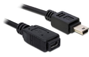 DeLOCK Mini-USB-B Verlängerungskabel (Stecker auf Buchse) – USB 2.0 (480 Mbit/s) – 1 m – Schwarz
