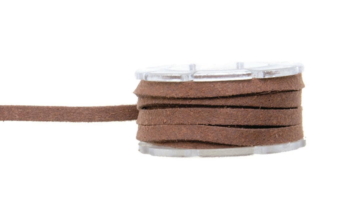 GLOREX Lederband, Velour, flach, braun, 3 mm × 2 m, 1 Stk.