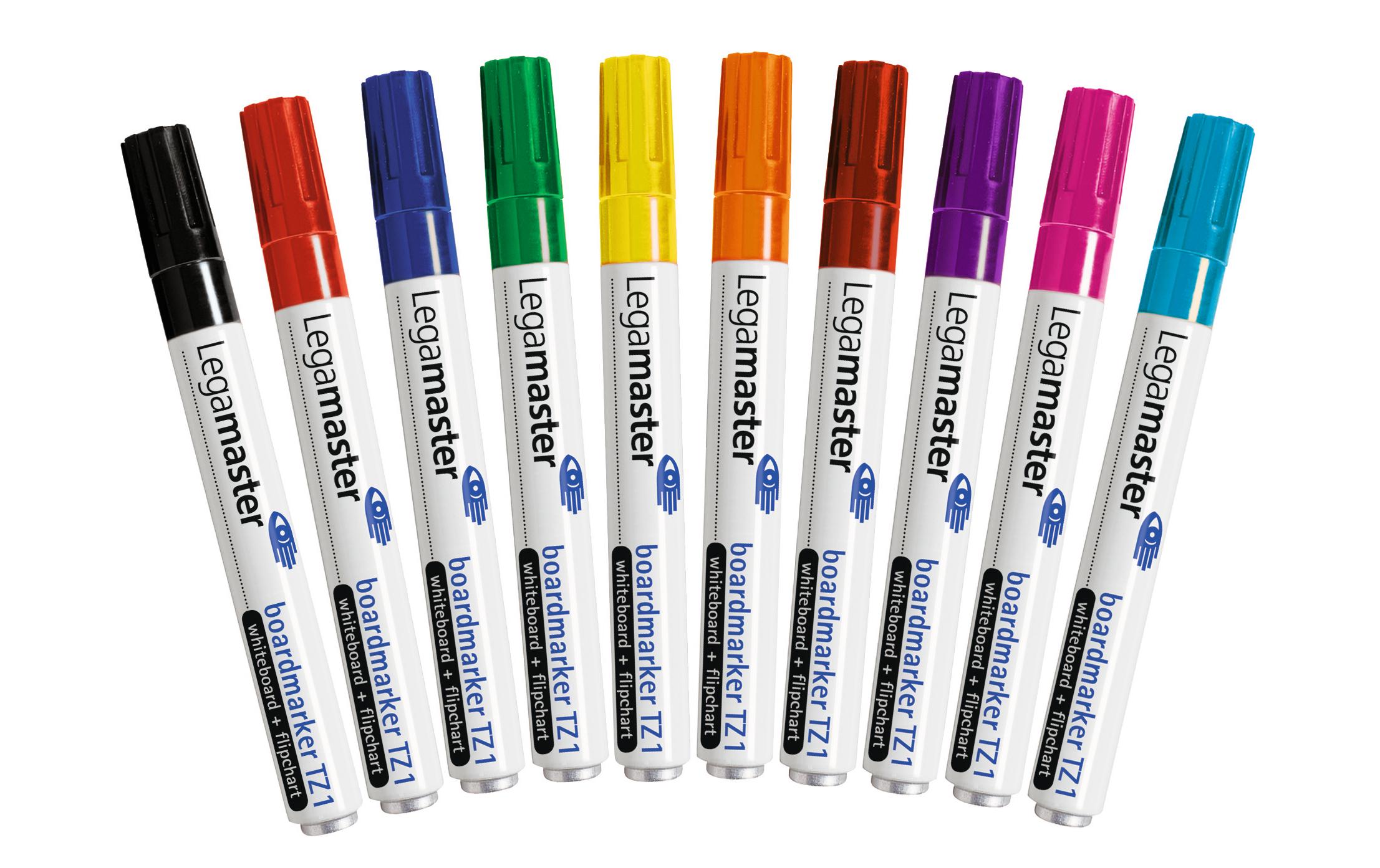 Legamaster Whiteboard-Marker – 1,5–3 mm, 10 Farben, 10 Stk., feucht abwischbar, geruchsarm – für Whiteboards