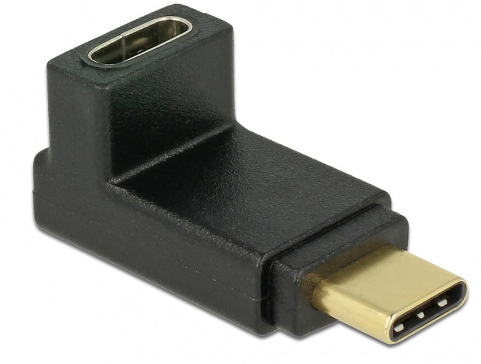 DeLOCK USB-Adapter USB-C Stecker zu USB-C Buchse – USB 3.2 Gen 2 (10 Gbit/s) – Abgewinkelt – Schwarz
