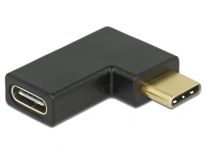 DeLOCK USB-Adapter USB-C Stecker zu USB-C Buchse – USB 3.2 Gen 2 (10 Gbit/s) – Abgewinkelt – Schwarz