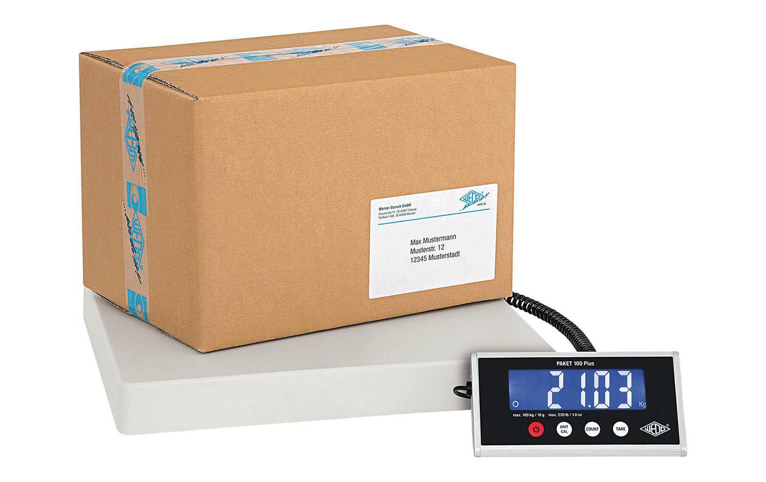 Wedo 100 Plus – Elektronische Paketwaage, bis 100 kg