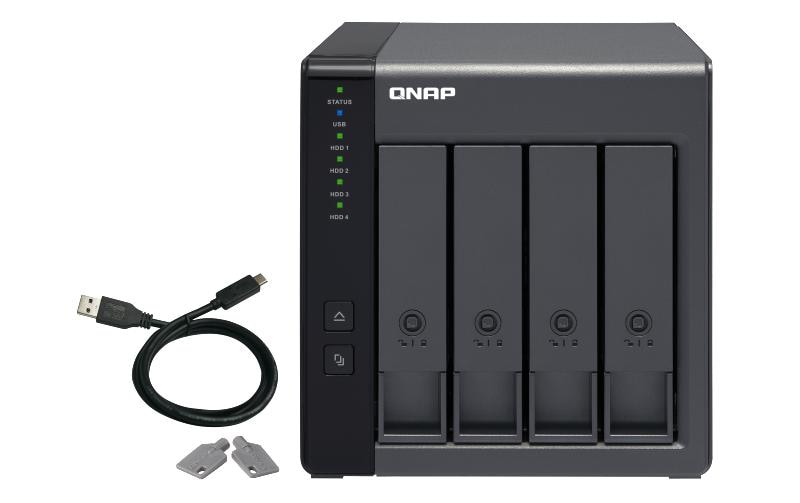 QNAP TR-004 – 4-Bay Rack HDD-Gehäuse – USB 3.2 Gen 1 Type-C, für 2,5"/3,5" HDD/SSD, SATA II/III