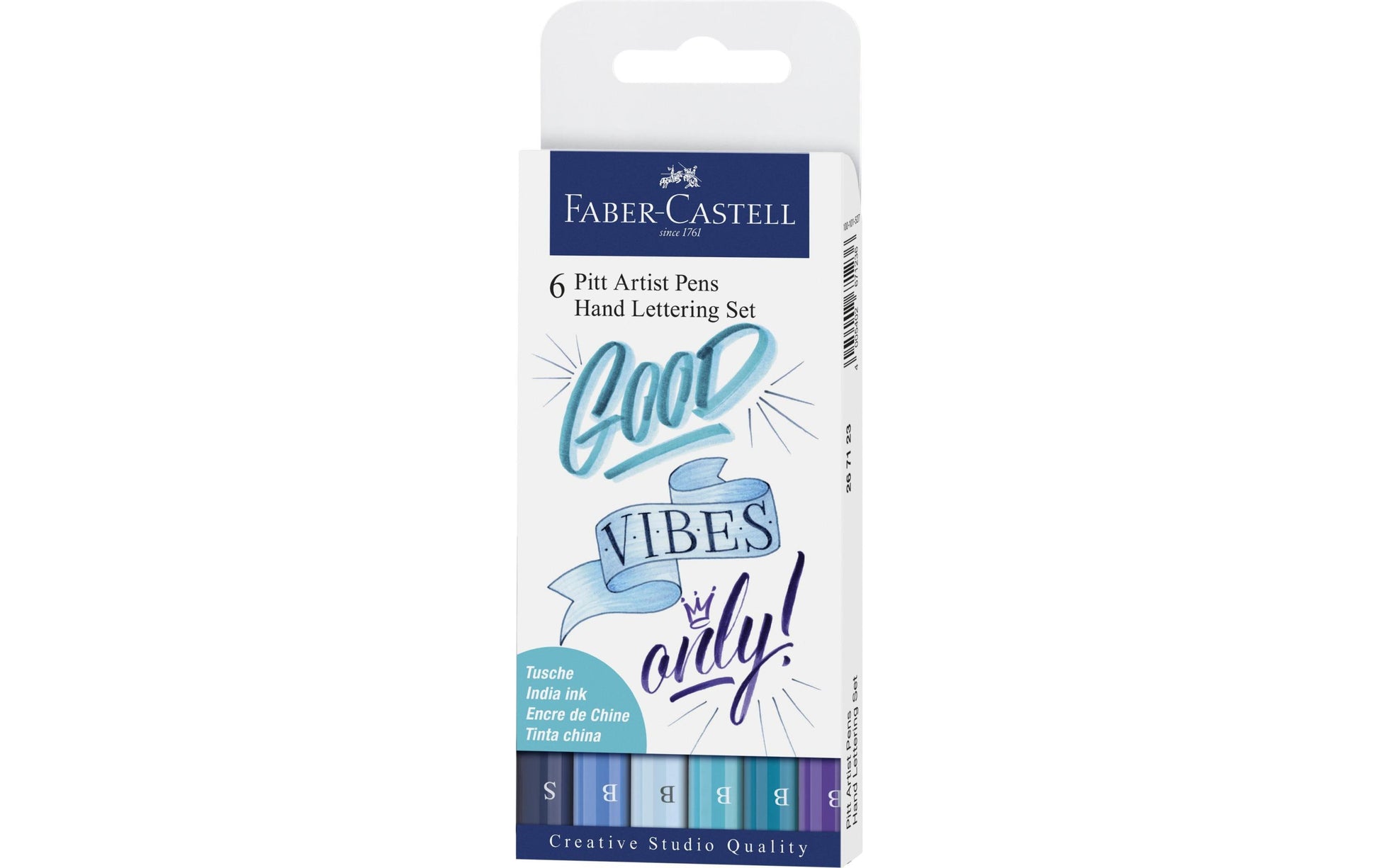 Faber-Castell Pitt Artist Pen Lettering Blautöne Fineliner – 6er-Set – wasserfest