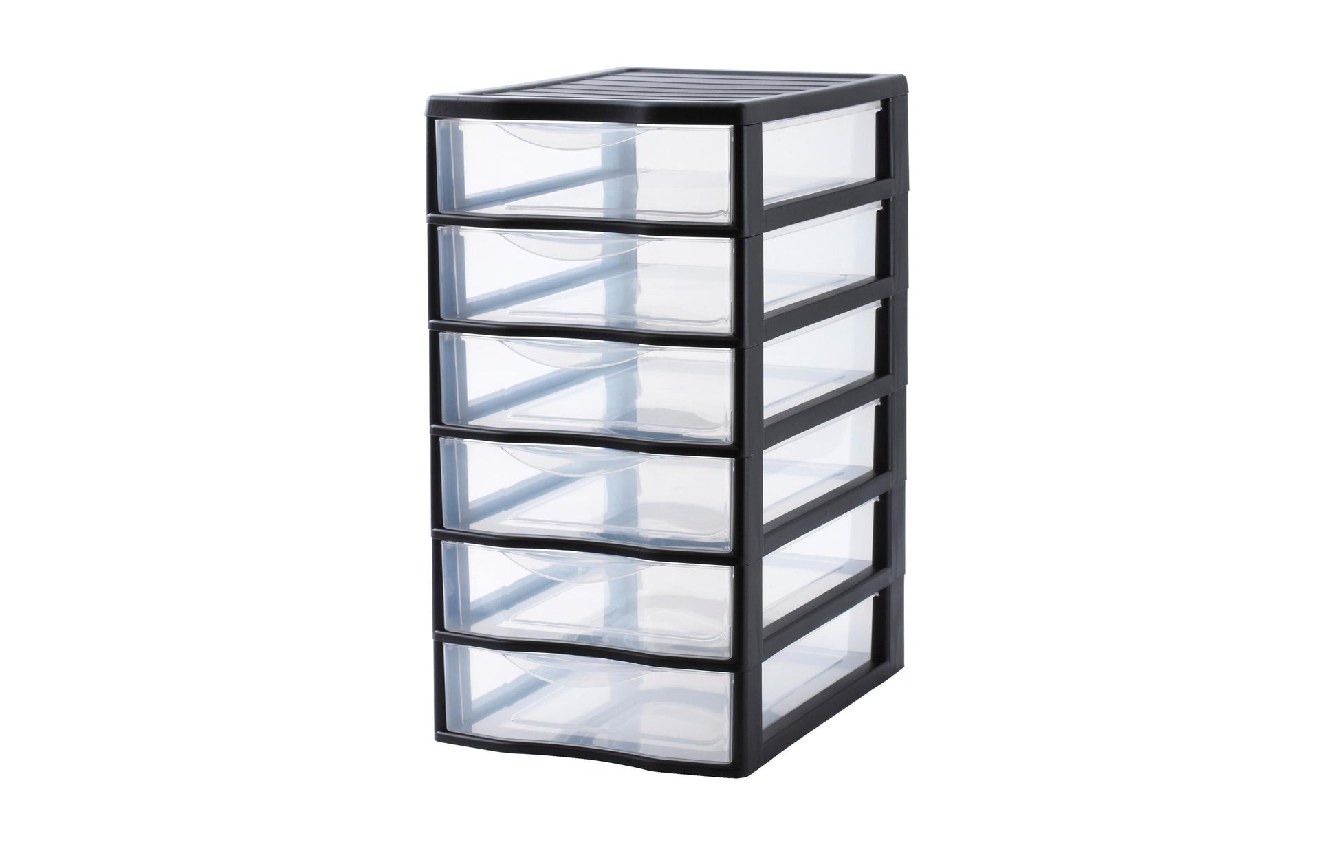 Rotho Schubladenelement – 6 Schubladen, Schwarz/Transparent, Polypropylen (PP), B 260 × H 500 × T 360 mm