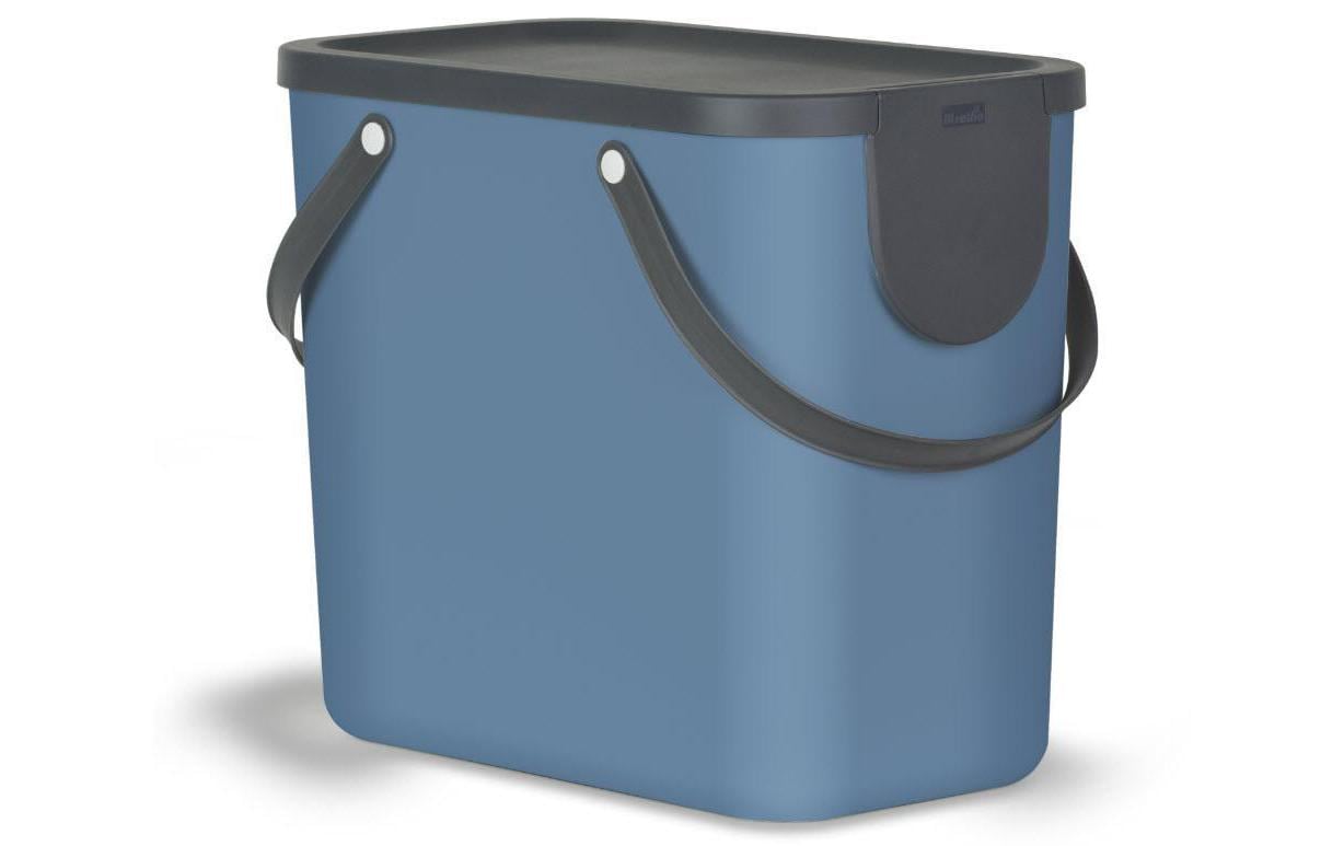 Rotho Abfallcontainer – 25 l – mit Deckel – Kunststoff, Horizon Blau – B × H × T 235 × 340 × 400 mm