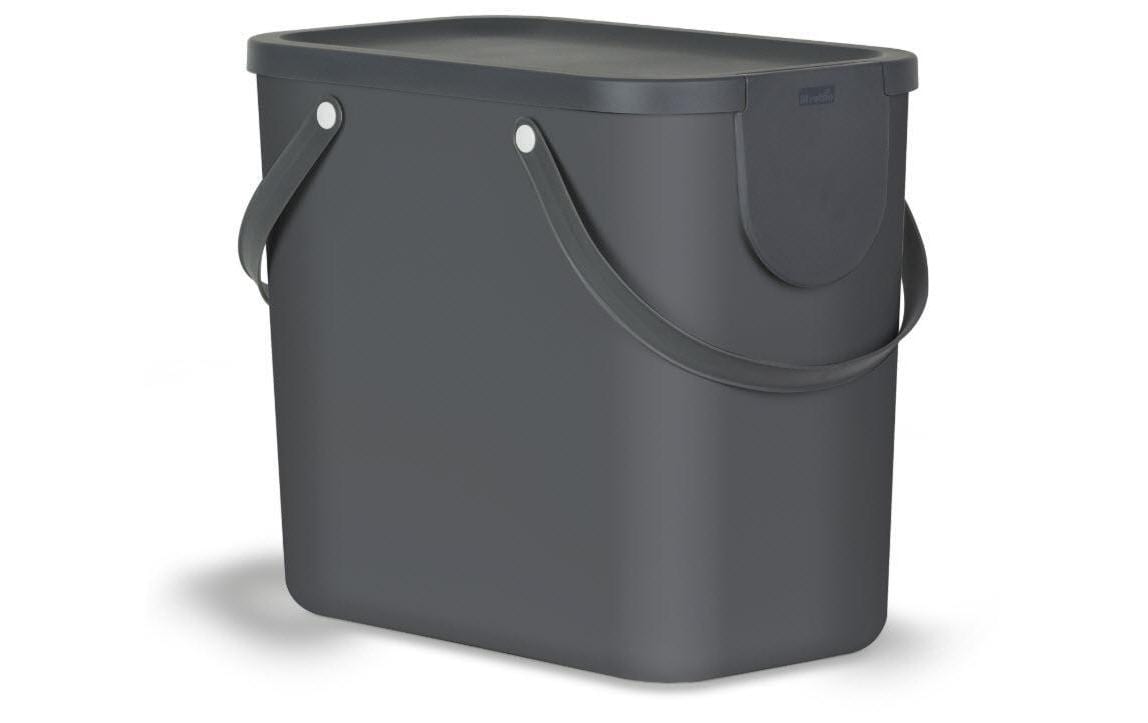 Rotho Abfallcontainer – 25 l – mit Deckel – Kunststoff, Anthrazit – B × H × T 235 × 340 × 400 mm