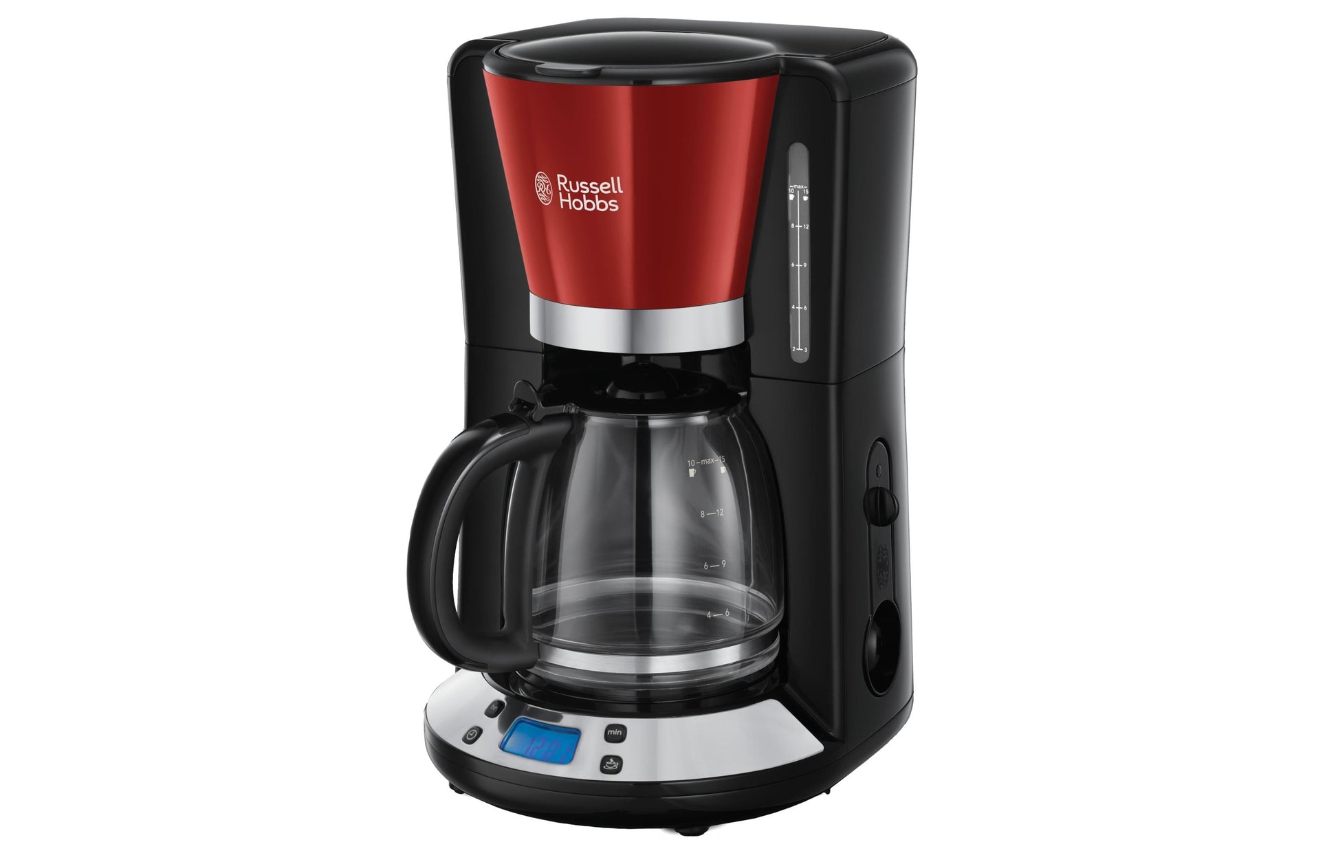 Russell Hobbs Filterkaffeemaschine – 10 Tassen, 1,25 l, Karaffe, Rot, 28 × 40 × 25,6 cm