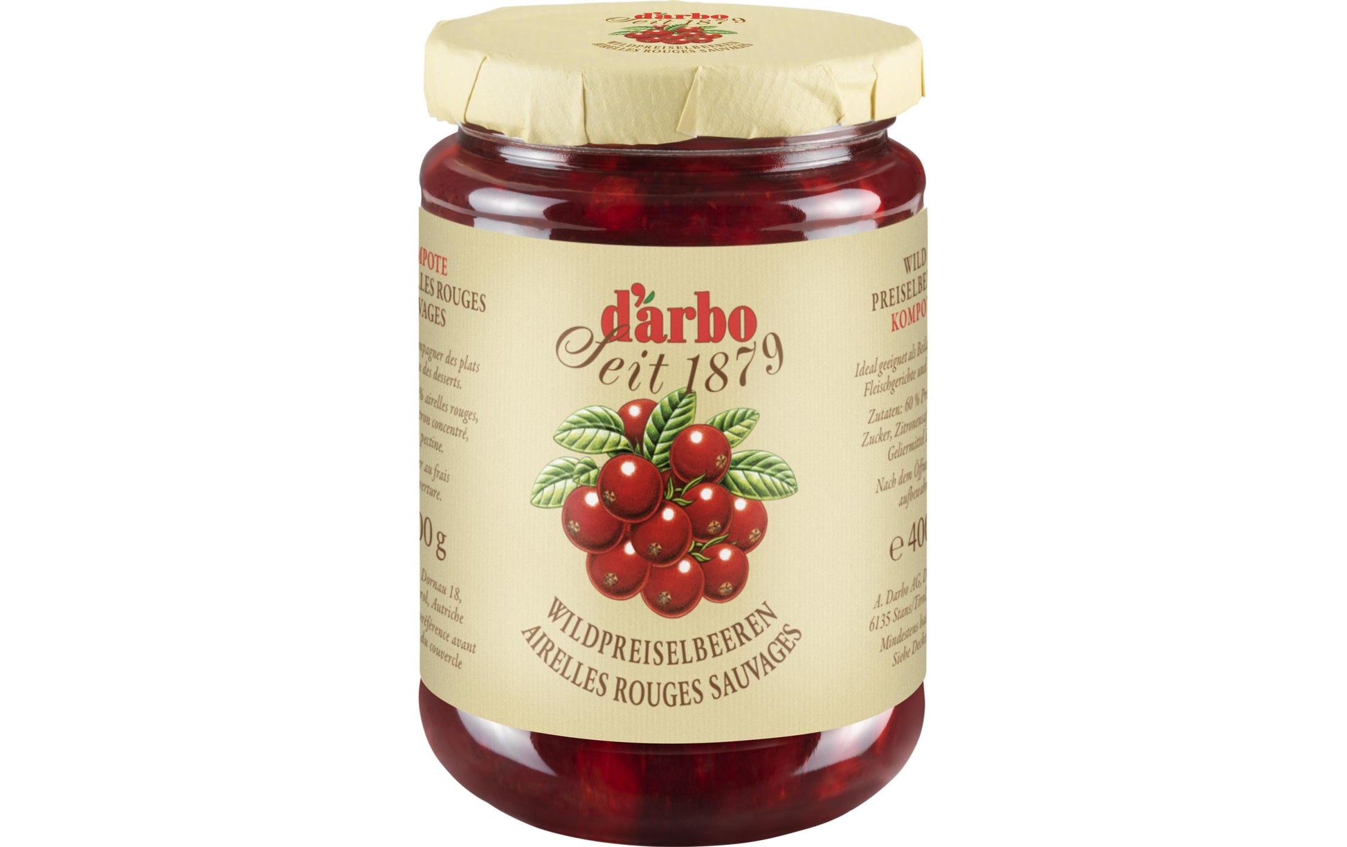 D'arbo Wildpreiselbeer-Kompott – 400 g
