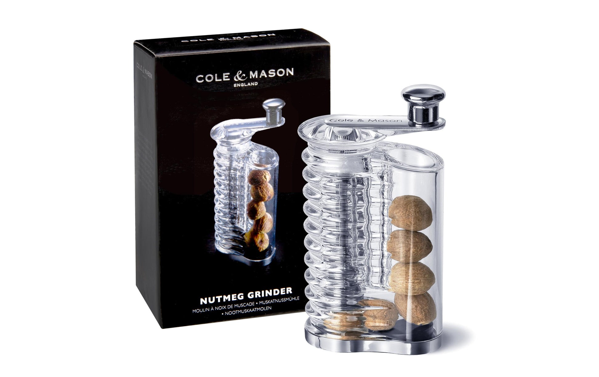 Cole & Mason Wallis – Muskatmühle 14,5 cm, Acryl/Metall, transparent/chrom