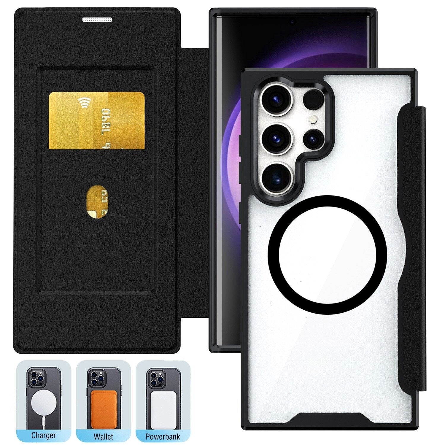 4smarts Urban Pro Folio – für Samsung Galaxy S26, MagSafe, PU, Schwarz
