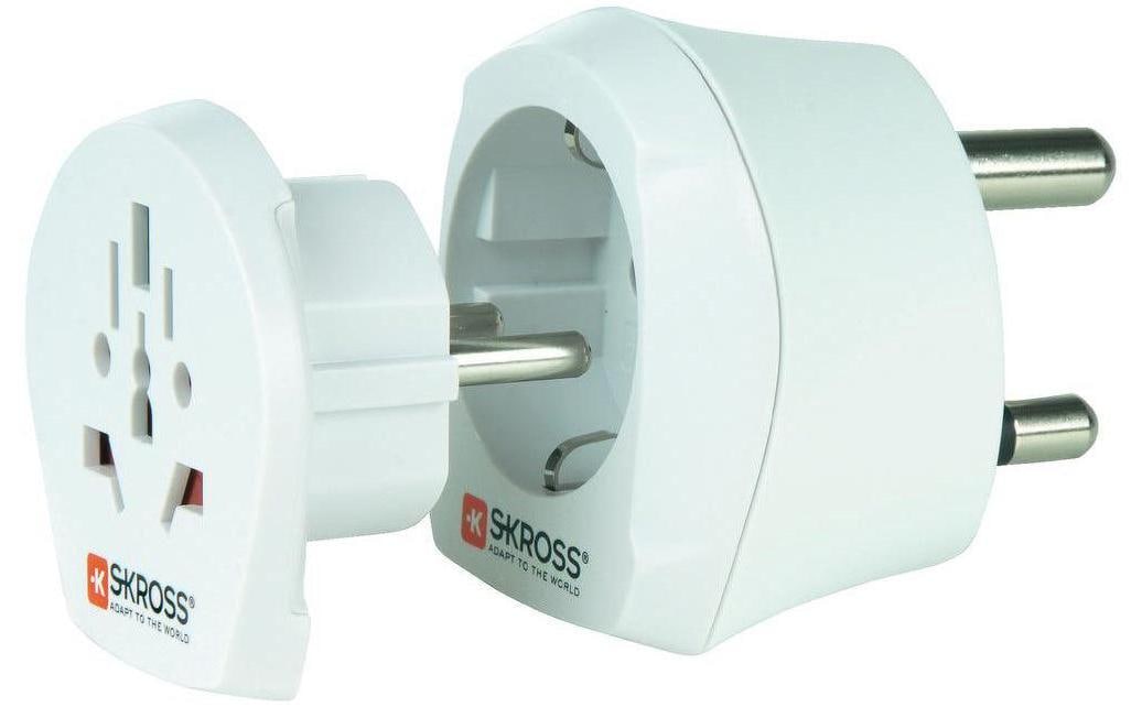 Skross Country Reiseadapter – geerdet, mit Sicherung – von Südafrika → Welt – 16 A, 100–250 V – weiss