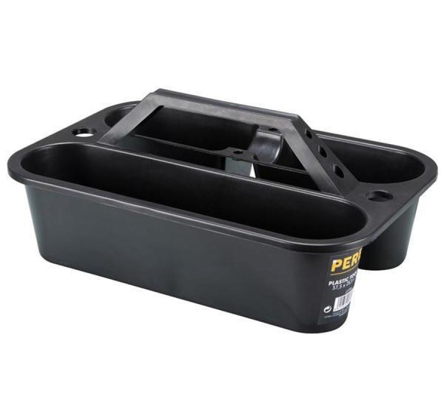 Perel OTTP1 Werkzeugträger – 3 Fächer, mit Haltern für Schraubendreher, schwarz, B 255 × H 160 × T 375 mm