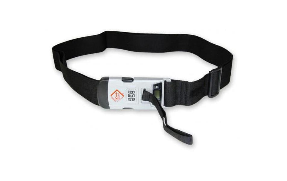 KH Security Koffergurt mit Zahlenschloss und Waage – für Gepäck – Länge 194 cm – Silber/Schwarz