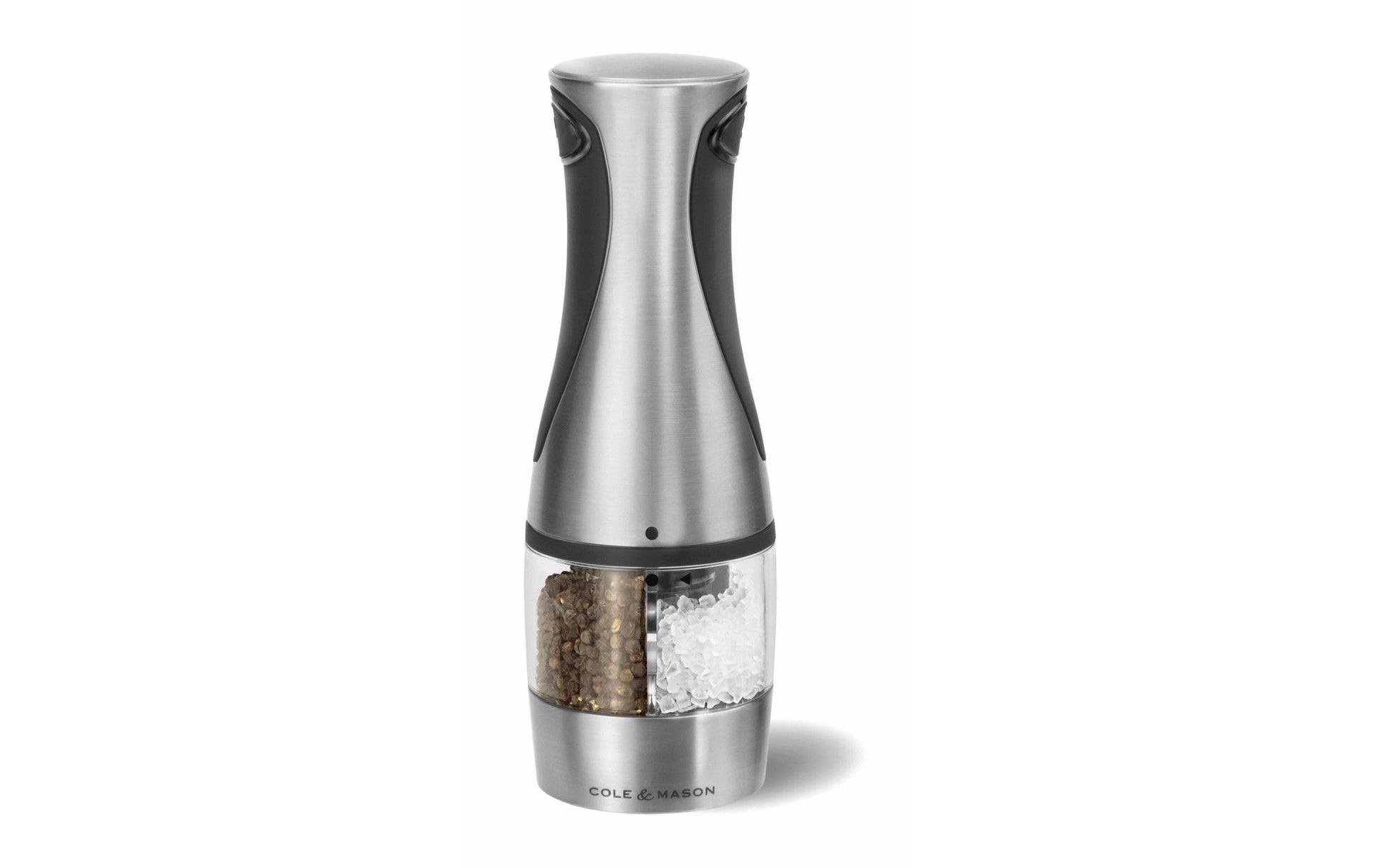 Cole & Mason Salz- und Pfeffermühle 21 cm, Edelstahl/Acryl, Silber, batteriebetrieben, Keramikmahlwerk