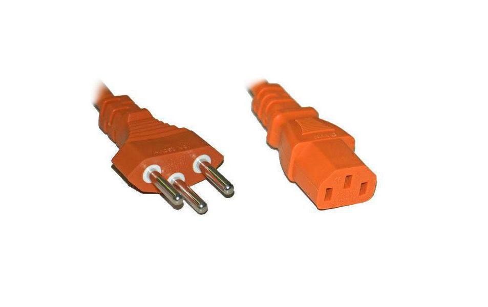 Diggelmann Netzkabel, T12 auf IEC C13, 250 V, 1 m, Orange