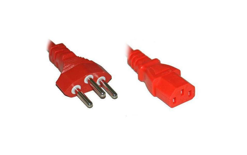 Diggelmann Netzkabel – T12–IEC C13, 1,5 m, 250 V/10 A, Rot