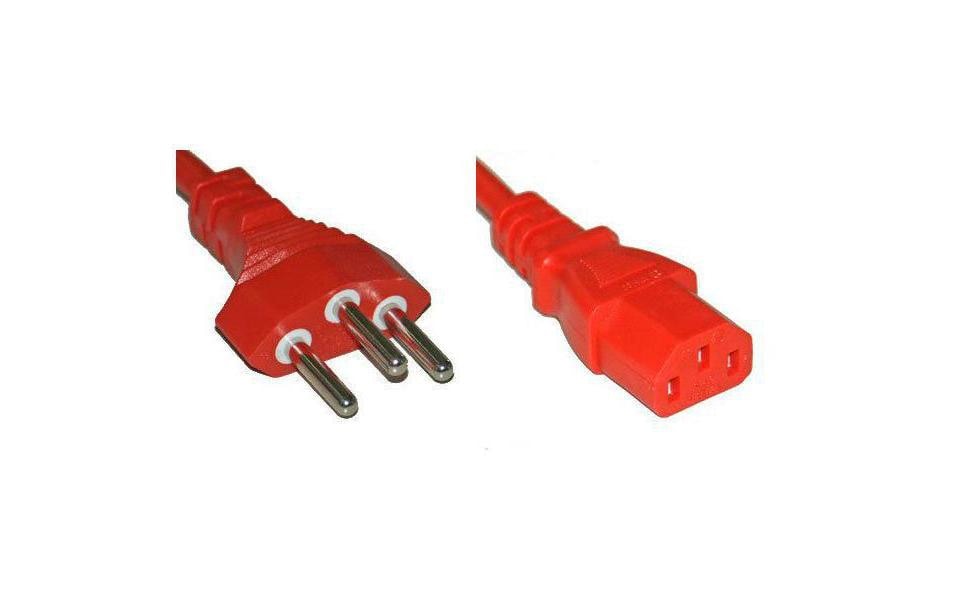 Diggelmann Netzkabel – T12–IEC C13, 2,5 m, 250 V/10 A, Rot