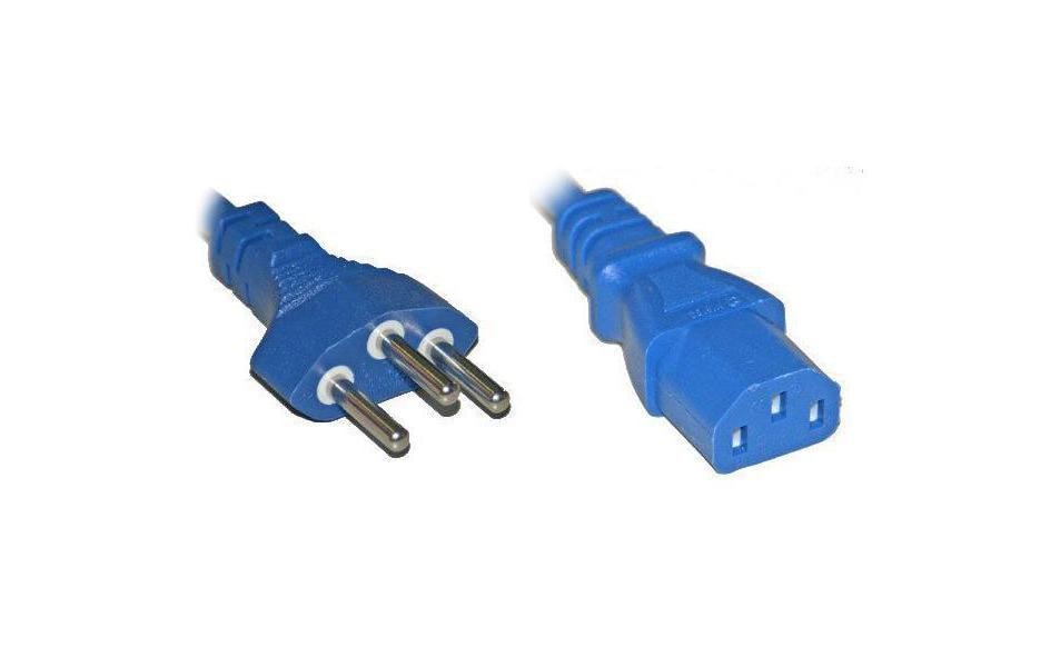 Diggelmann Netzkabel – T12–IEC C13, 2,5 m, 250 V/10 A, Blau