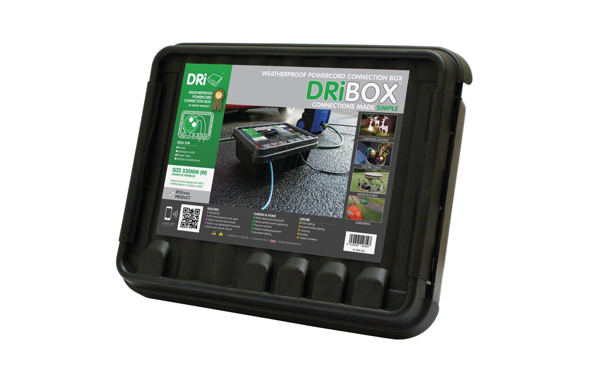DRiBOX Kabelverstauung 330 – 330 mm × 0,23 m, Kunststoff, IP55, für Steckdosenleisten und mehr