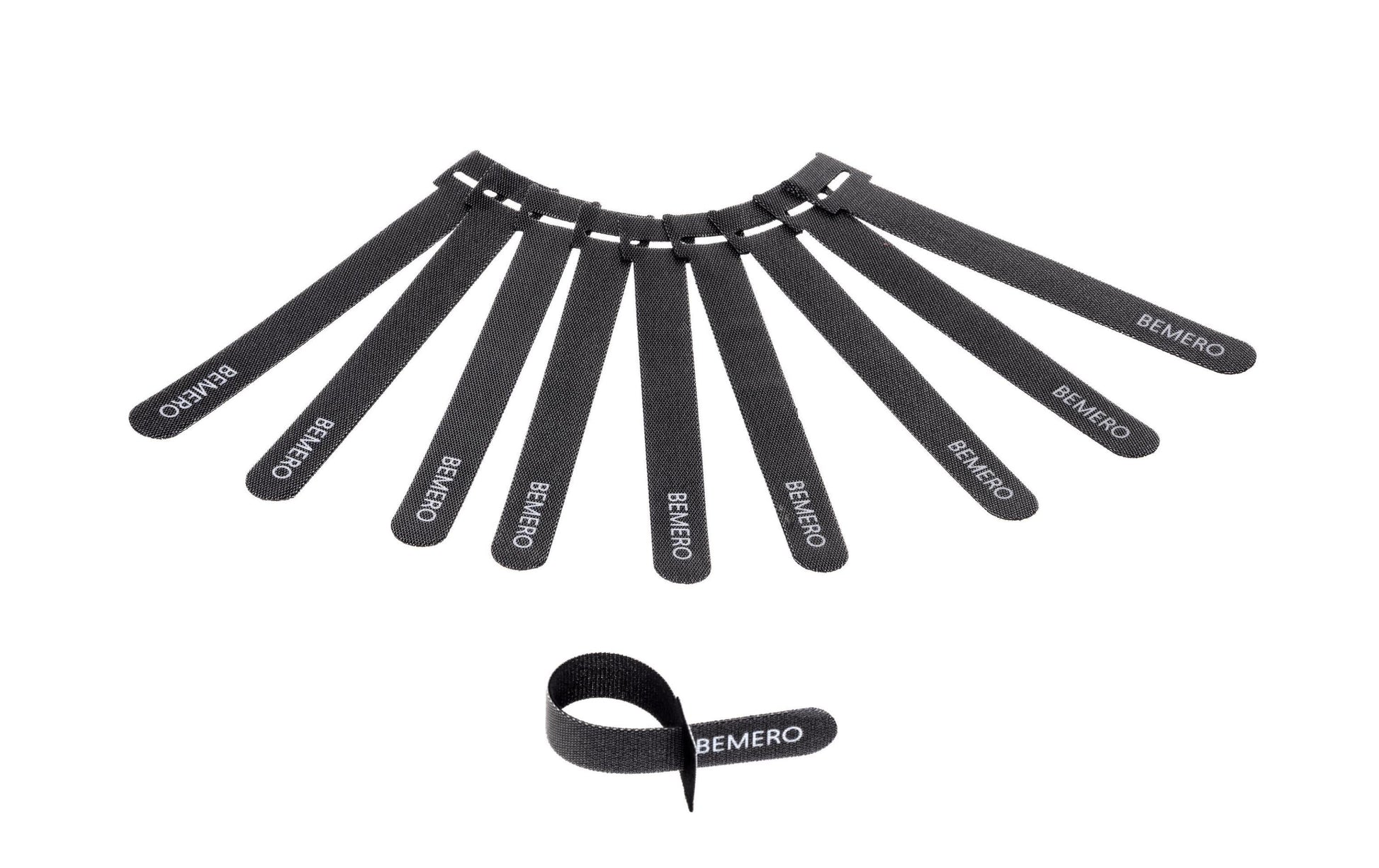 Bemero Klettkabelbinder, 15 mm × 0,16 m, Schwarz, 10 Stück