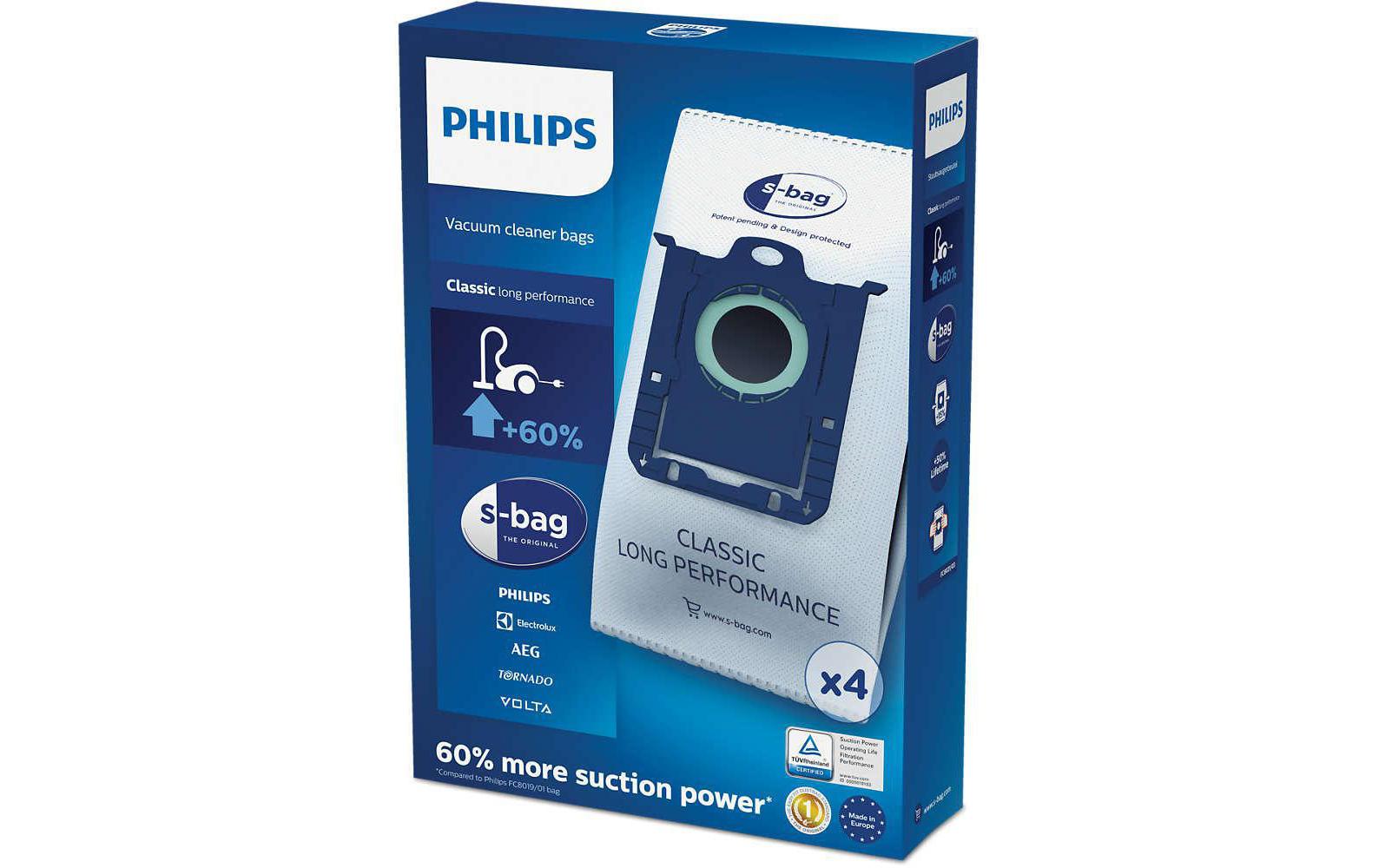 Philips Staubbeutel s-Bag FC8021/03 – 4 Stück, für Philips Performer/PowerLife/PowerGo und andere