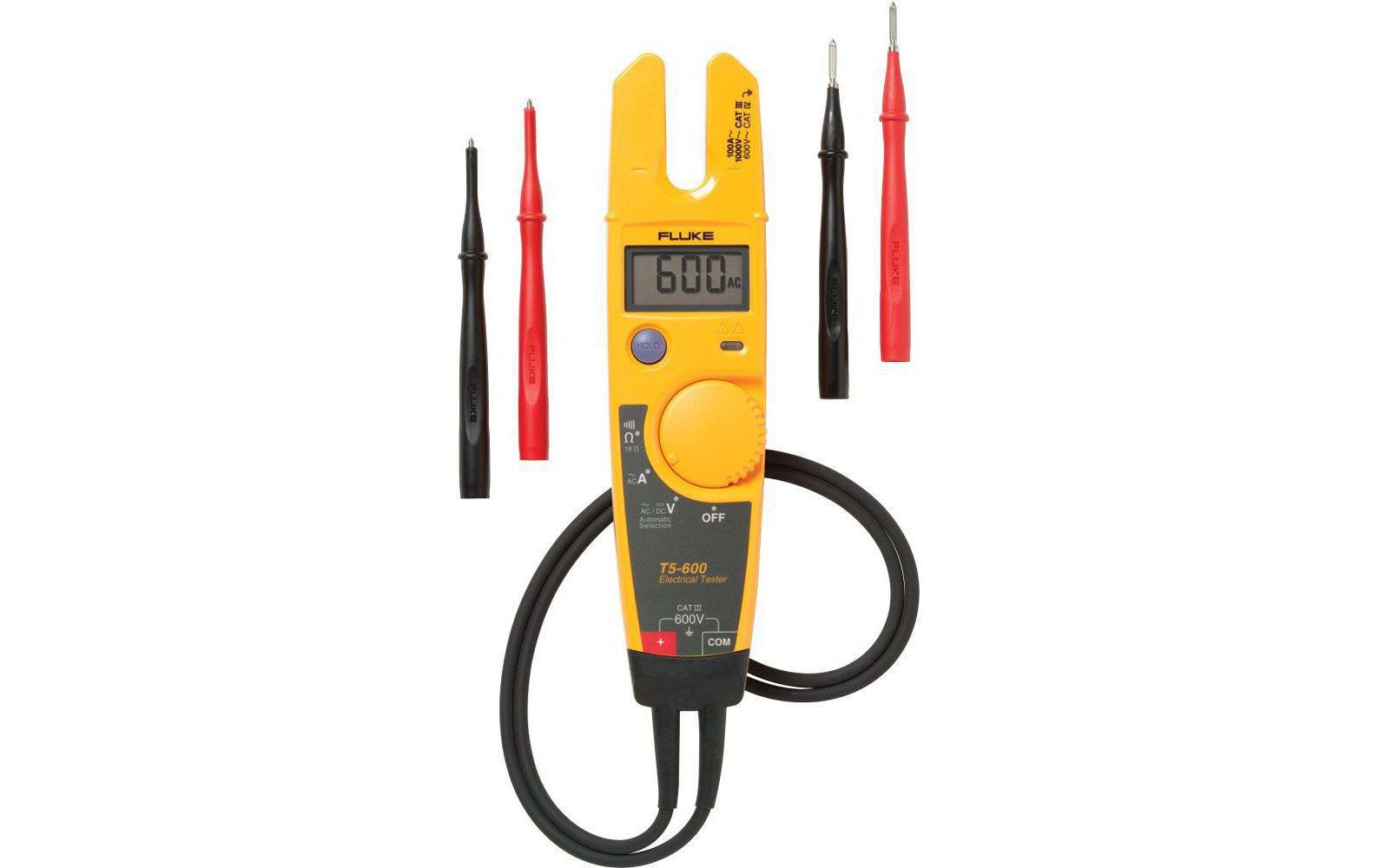 Fluke T5-600 – Digitales Multimeter, 0–600 V AC/DC, 0–100 A AC, LCD