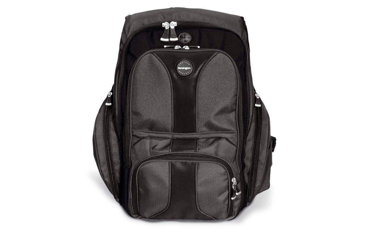 Kensington Notebook-Rucksack Contour – für 16", mit Flaschenhalter, Polyester – Schwarz, 500 × 360 × 220 mm