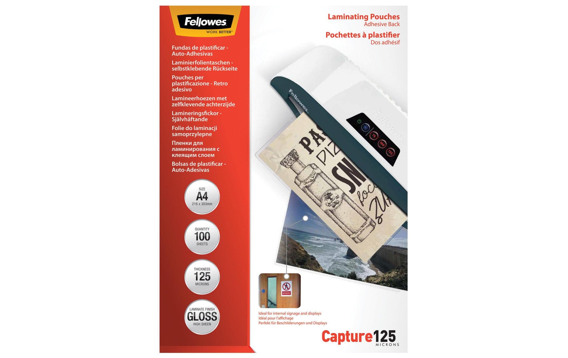 Fellowes Selbstlaminierfolien A4 – 125 µm, 100 Stk.
