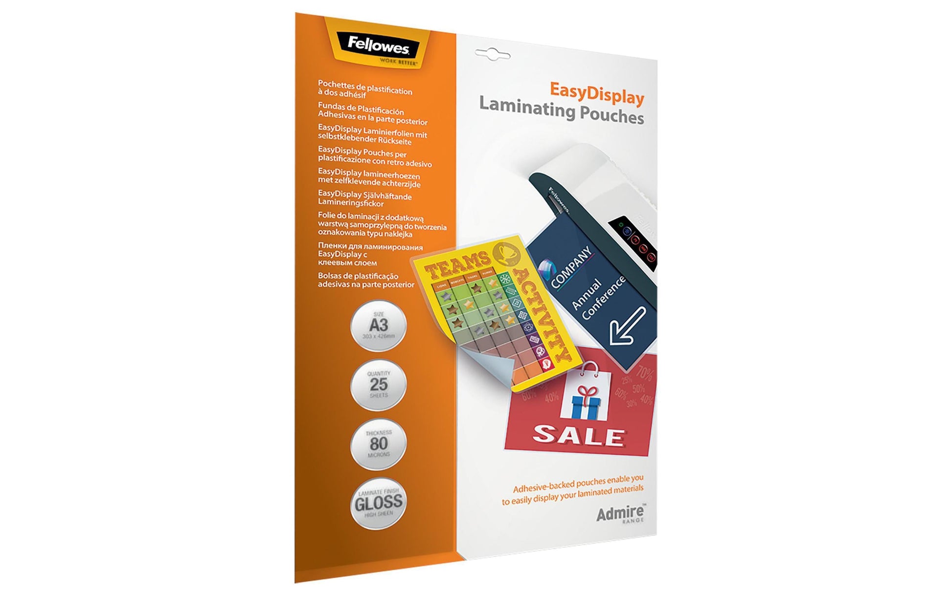 Fellowes Laminierfolien Admire Easydisplay – A3, 80 µm