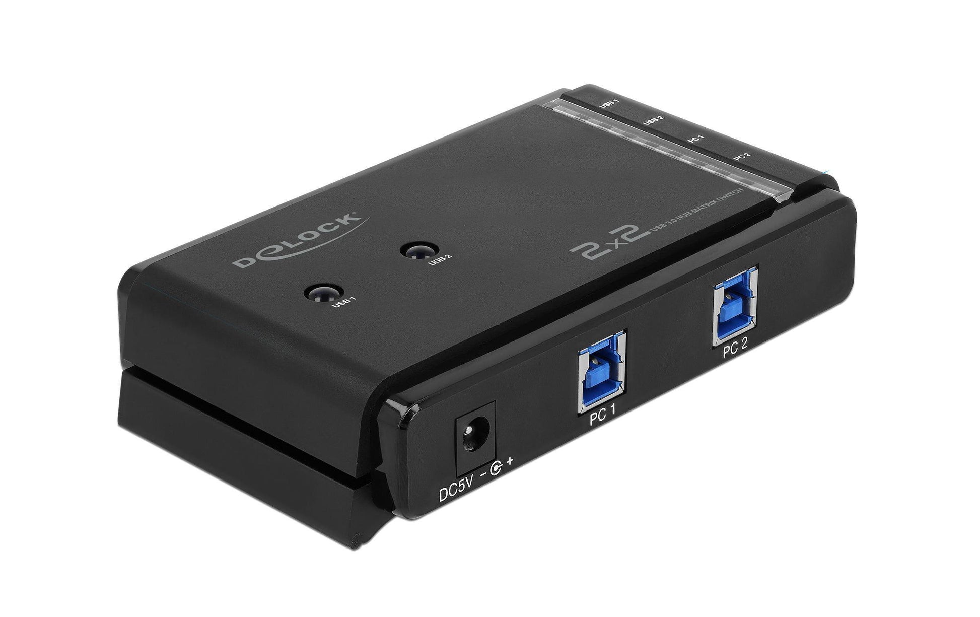 DeLOCK USB-Matrix-Switch 2×2, USB 3.2 Gen 1 (USB-A/USB-B), Tasten mit LED-Anzeigen