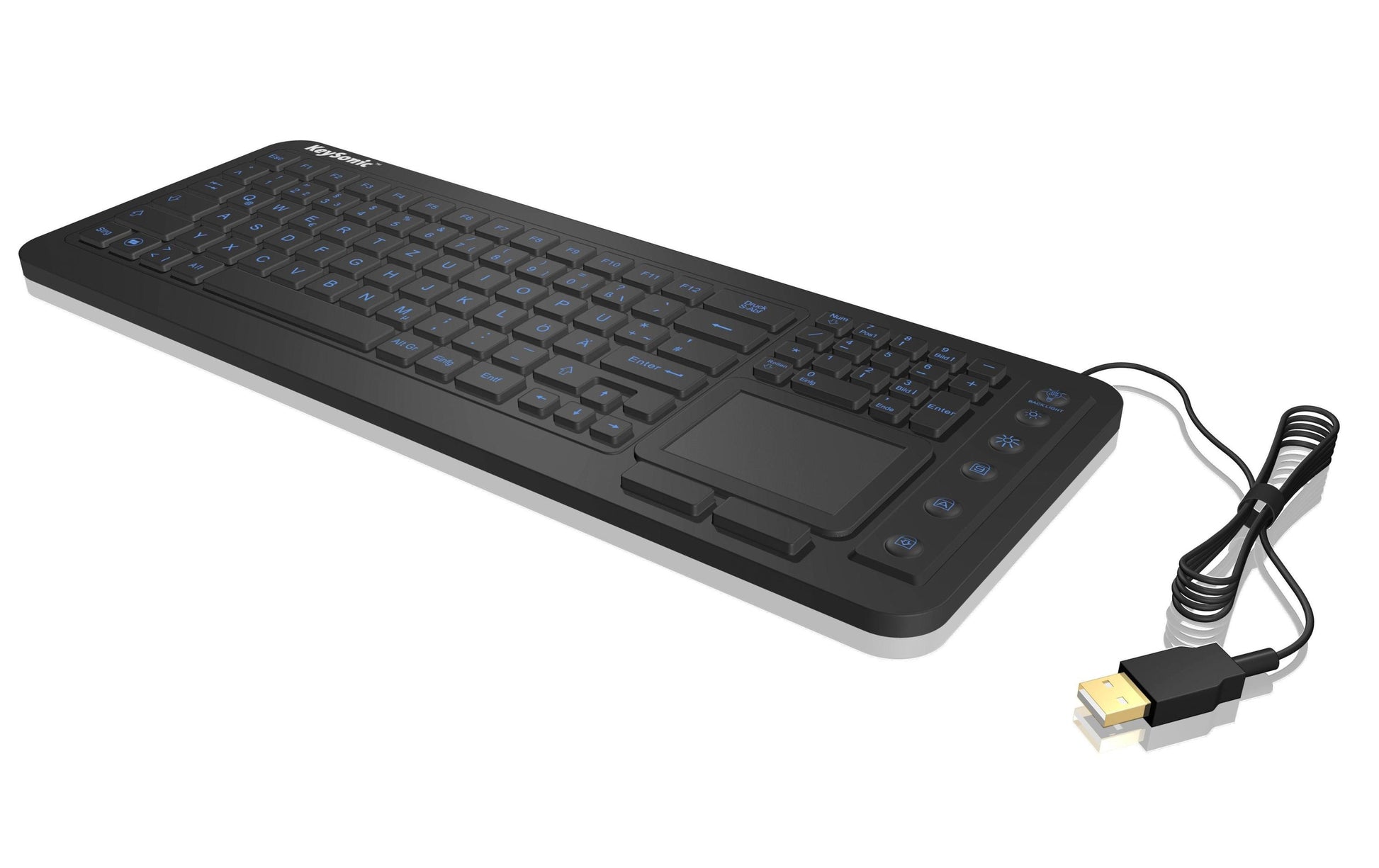KeySonic Tastatur, kabelgebunden (USB-A), CH-Layout (DE-CH), Fullsize (mit Ziffernblock), Scherenmechanik
