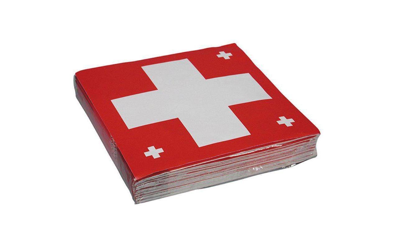 Haushaltsware Servietten Schweizerkreuz Rot – 33 × 33 cm, 3-lagig – 20 Stück
