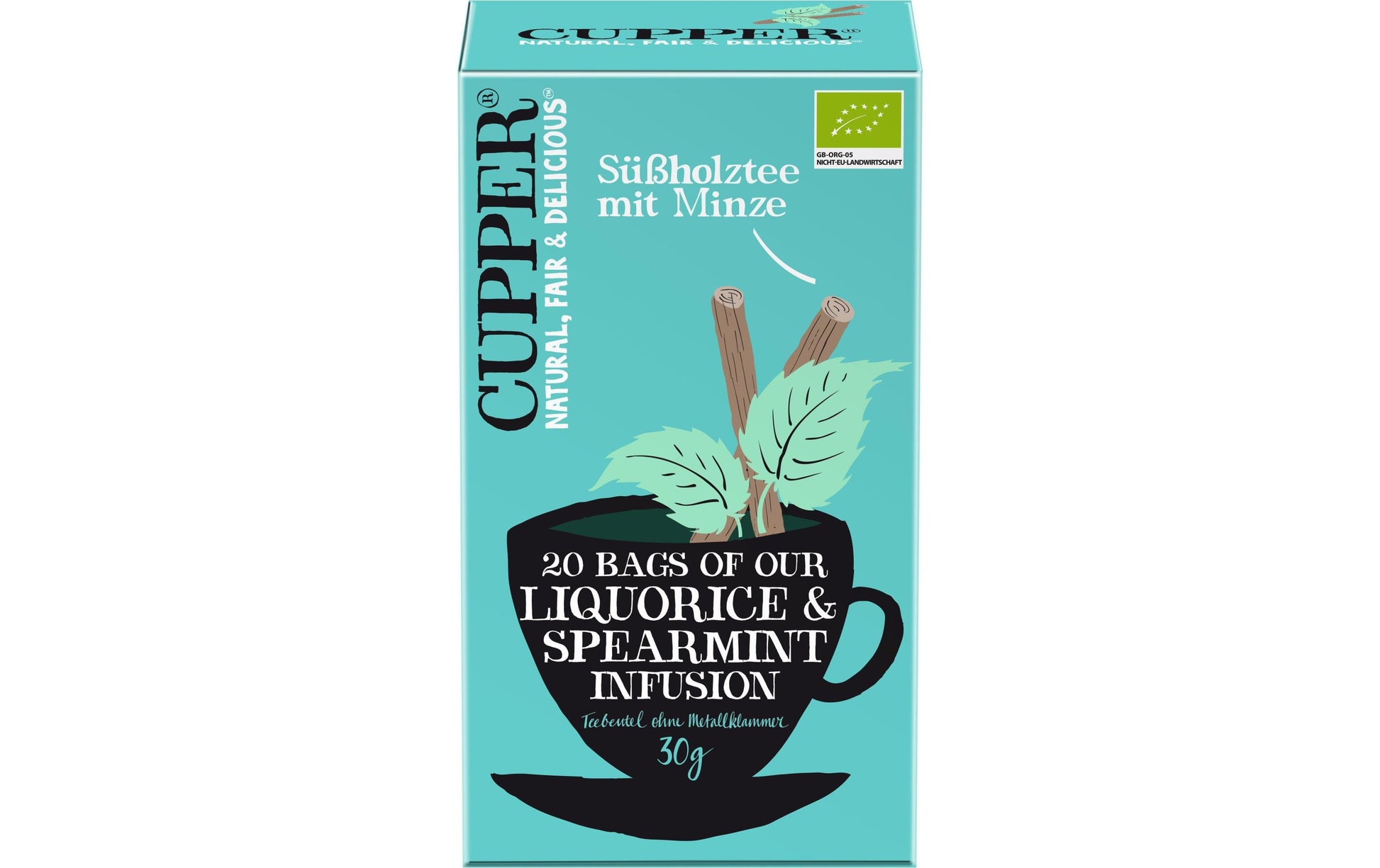 Cupper Tee Cupper – Kräutertee Süssholz & Minze – Teebeutel 20 Beutel – Bio